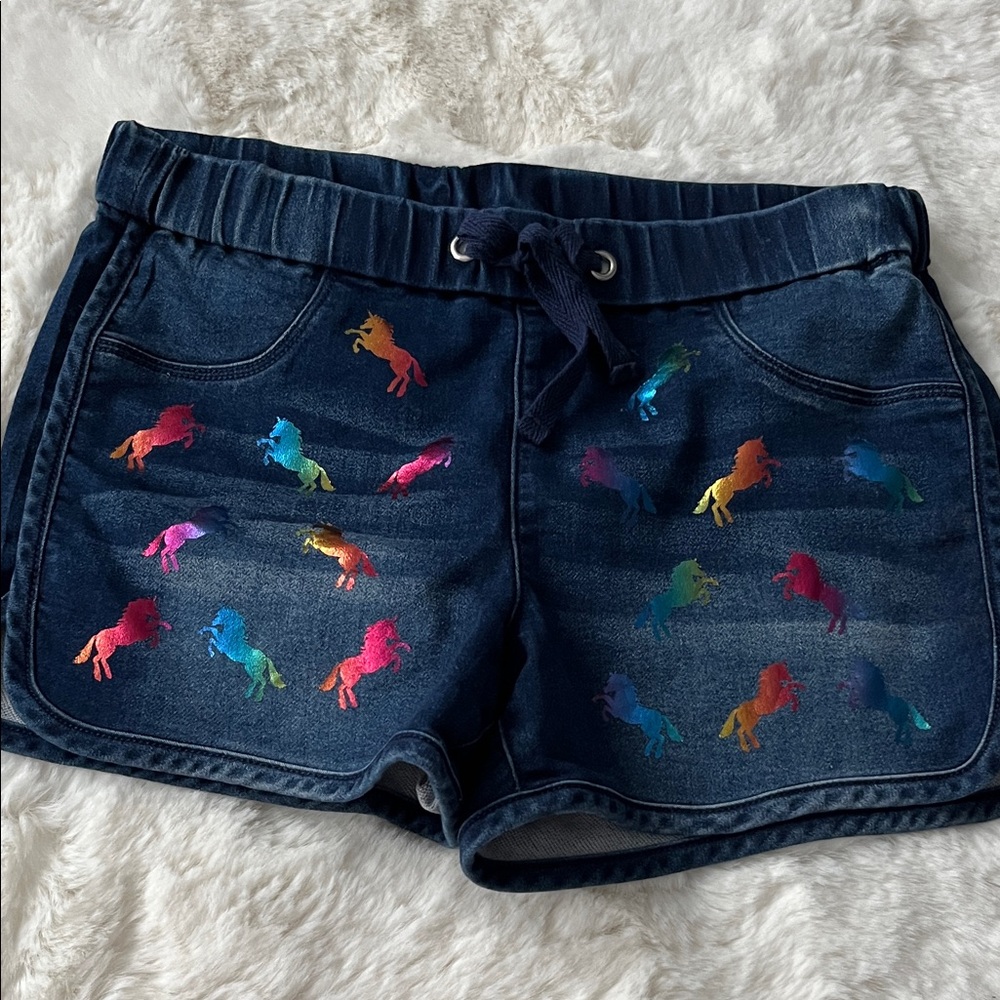 Colorful Embroidered Kids Denim Shorts